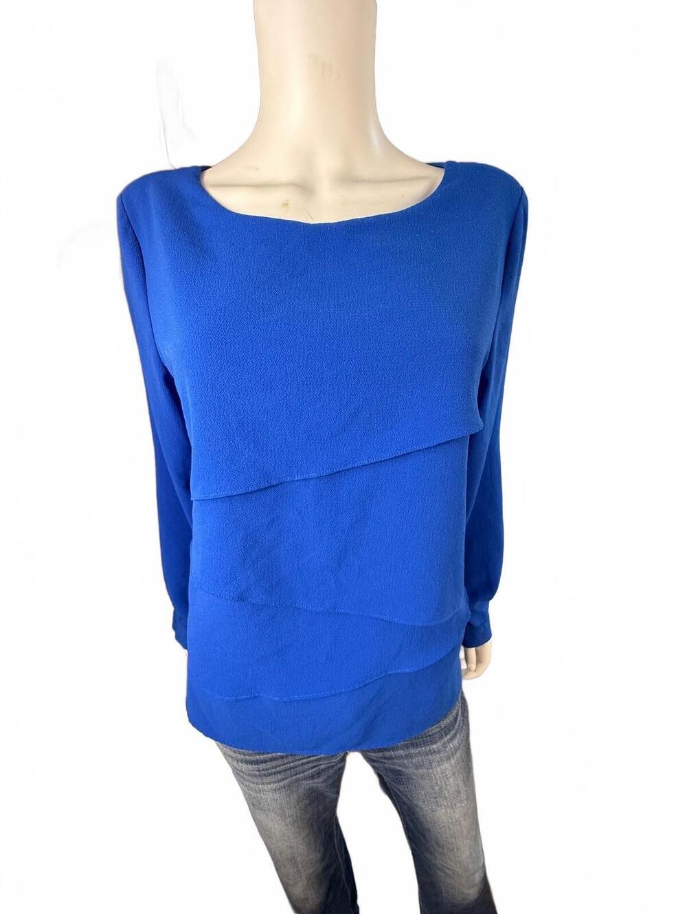 Vince Camuto Blue Long Sleeve Textured Blouse Size M